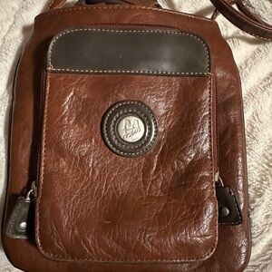 Vintage brown leather cross body bag